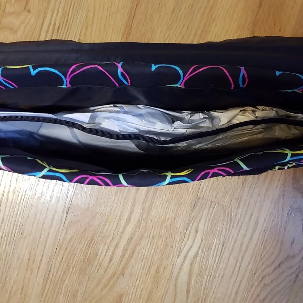 CLAIRE'S NWT MESSENGER/LAPTOP BAG Padded Black Neon Hearts Adj Strap New
